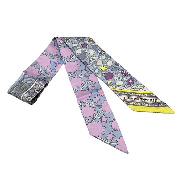 Auth HERMES Twilly - Light Blue Light Purple Multi Scarf - Picture 1 of 7